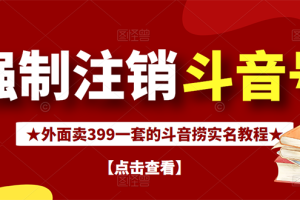 （2672期）外面割韭菜卖399一套的斗音捞禁实名和手机号方法【视频教程+文档+话术】