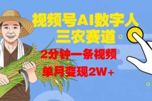 视频号AI数字人玩转三农赛道，2分钟一条视频，单月变现2W+