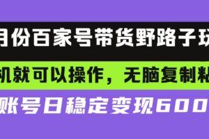 （13281期）百家号带货野路子玩法 手机就可以操作，无脑复制粘贴 单账号日稳定变现…