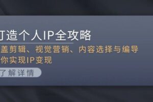 （13368期）打造个人IP全攻略：涵盖剪辑、视觉营销、内容选择与编导，助你实现IP变现