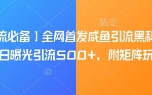 【引流必备】全网首发咸鱼引流黑科技，单日曝光引流500+，附矩阵玩法【揭秘】