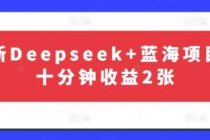 最新Deepseek+蓝海项目，十分钟收益2张