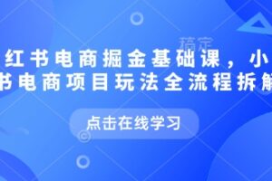 小红书电商掘金课，小红书电商项目玩法全流程拆解（更新5月）