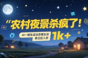 农村夜景杀疯了！AI一键生成治愈系慢生活，单日狂入1k+