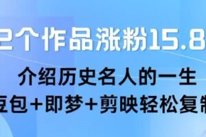 22个作品涨粉15.8W ，介绍历史名人的一生 ， 豆包+即梦+剪映轻松复制