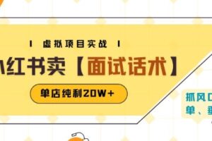 小红书虚拟项目掘金，卖面试话术资料，单店纯利20W+(附爆款笔记制作方法)
