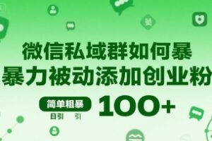 微信私域群如何暴力被动添加创业粉，简单粗暴，日引100+