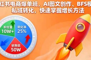 （16187期）小红书电商爆单班，AI图文创作、BFS模型、私域转化，快速掌握增长方法