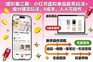虚拟第三期:小红书虚拟单品服务玩法+细分铺货玩法,0成本,人人可操作