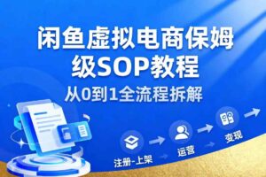 闲鱼虚拟电商,月入轻松过1W,保姆级SOP教程