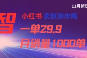 小红书卖旅游攻略,一单29.9,每个月卖出1000单