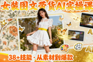 女装图文带货的AI实操课，覆盖38个实用技能，快速提升素材制作效率
