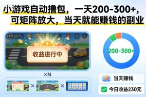 小游戏自动撸包,一天200-300+,可矩阵放大,当天就能賺钱的副业【揭秘】